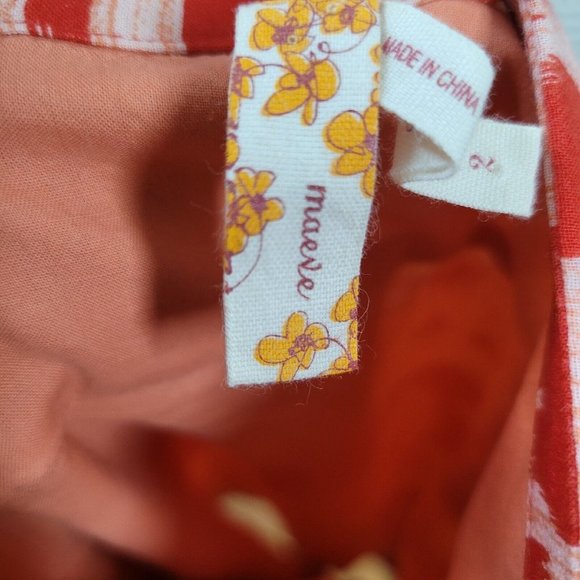 Anthropologie Meave Size 2 Dress party event Halter Tropical Ikat Orange Red - Picture 5 of 6